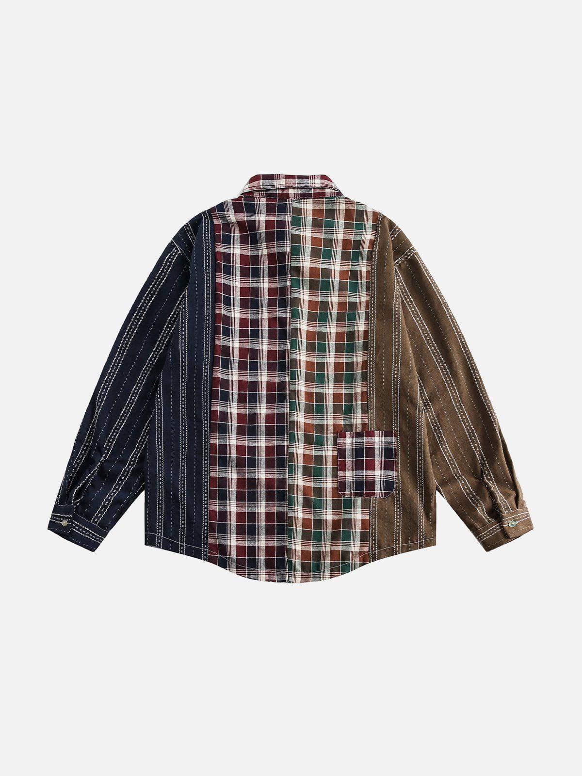 Aelfric Eden Multi-Color Patchwork Long Sleeve Shirt Product Image