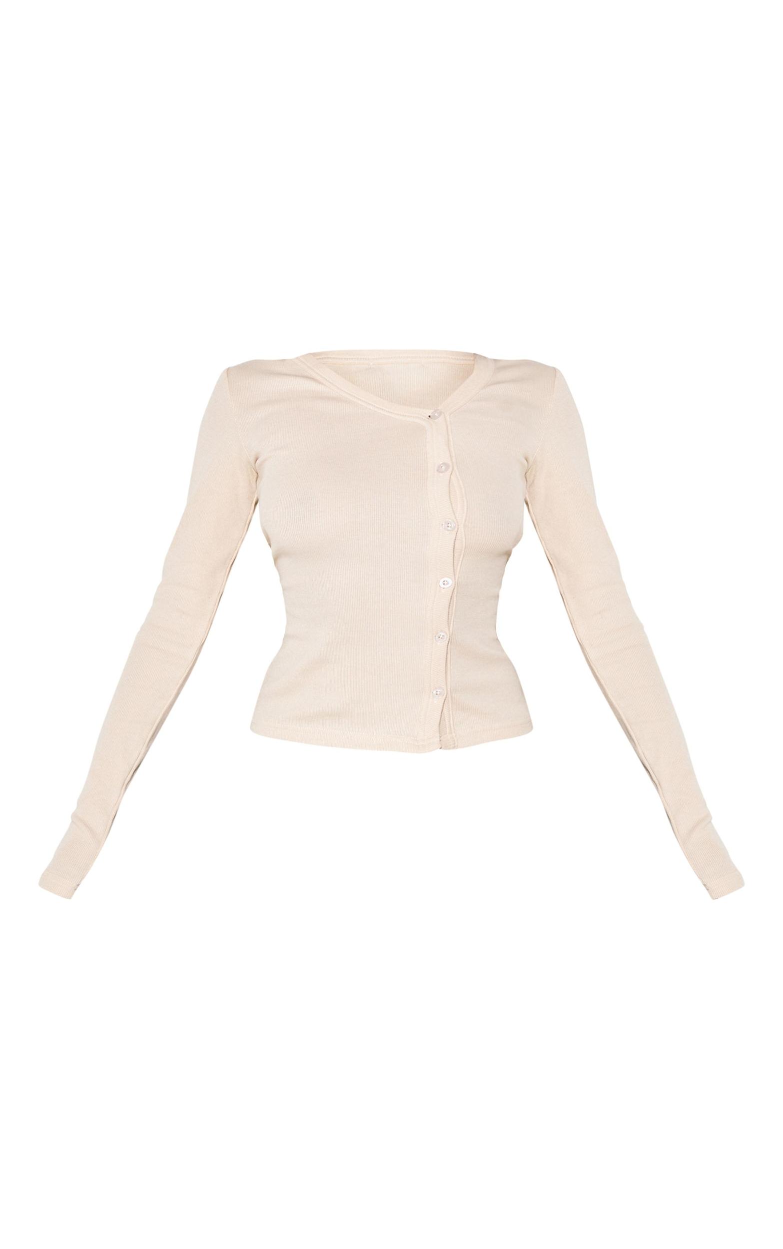 Oatmeal Button Down Asymmetric Long Top Product Image