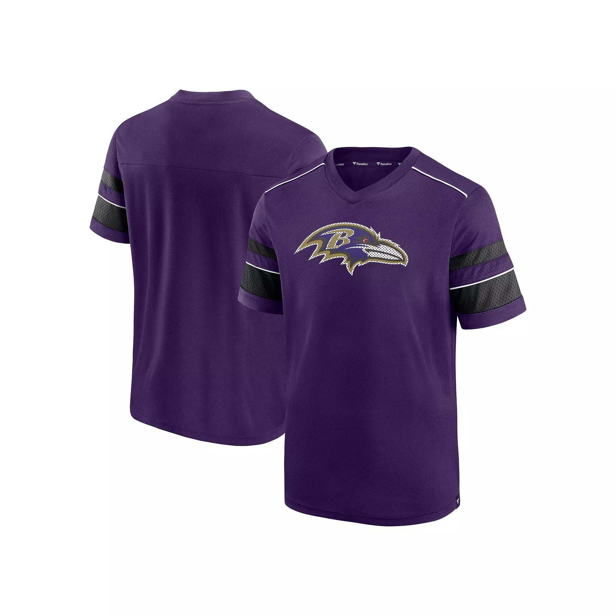 Men's Fanatics Branded Purple Baltimore Ravens Textured Hashmark V-Neck T-Shirt, Size: Large Product Image