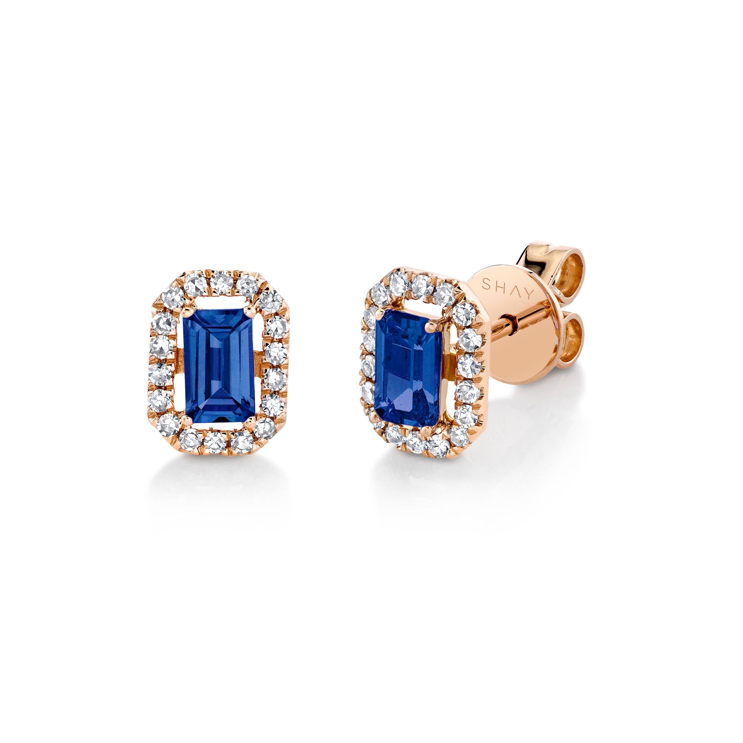 MINI ME DIAMOND HALO BLUE SAPPHIRE STUDS Kids Product Image