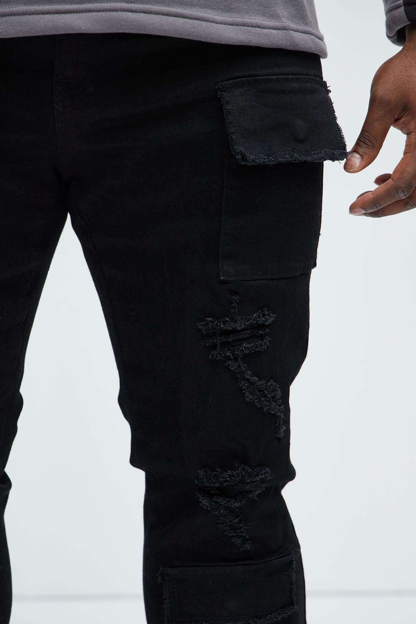 Spot On Stacked Skinny Flare Jeans - Black Product Image