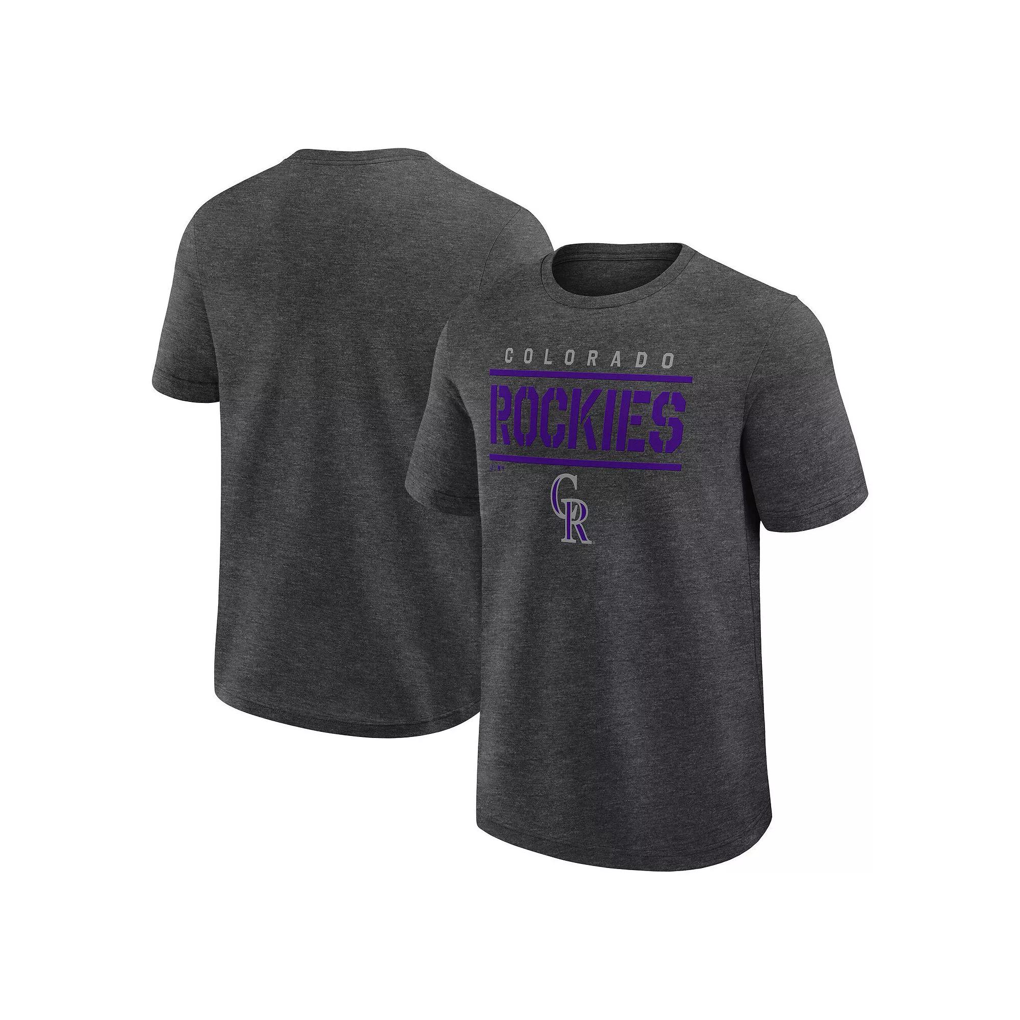 Men's Fanatics Heather Charcoal Colorado Rockies Top Notch T-Shirt,  Product Image