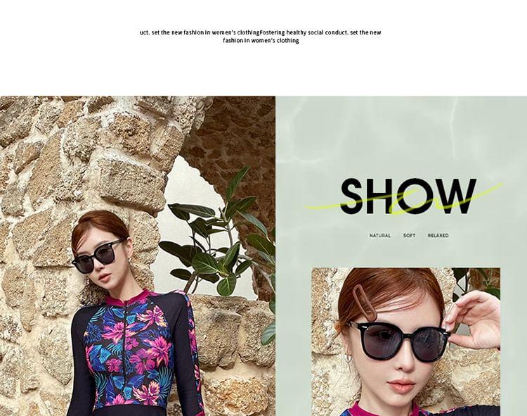 Long-Sleeve Floral Swimsuit Product Image