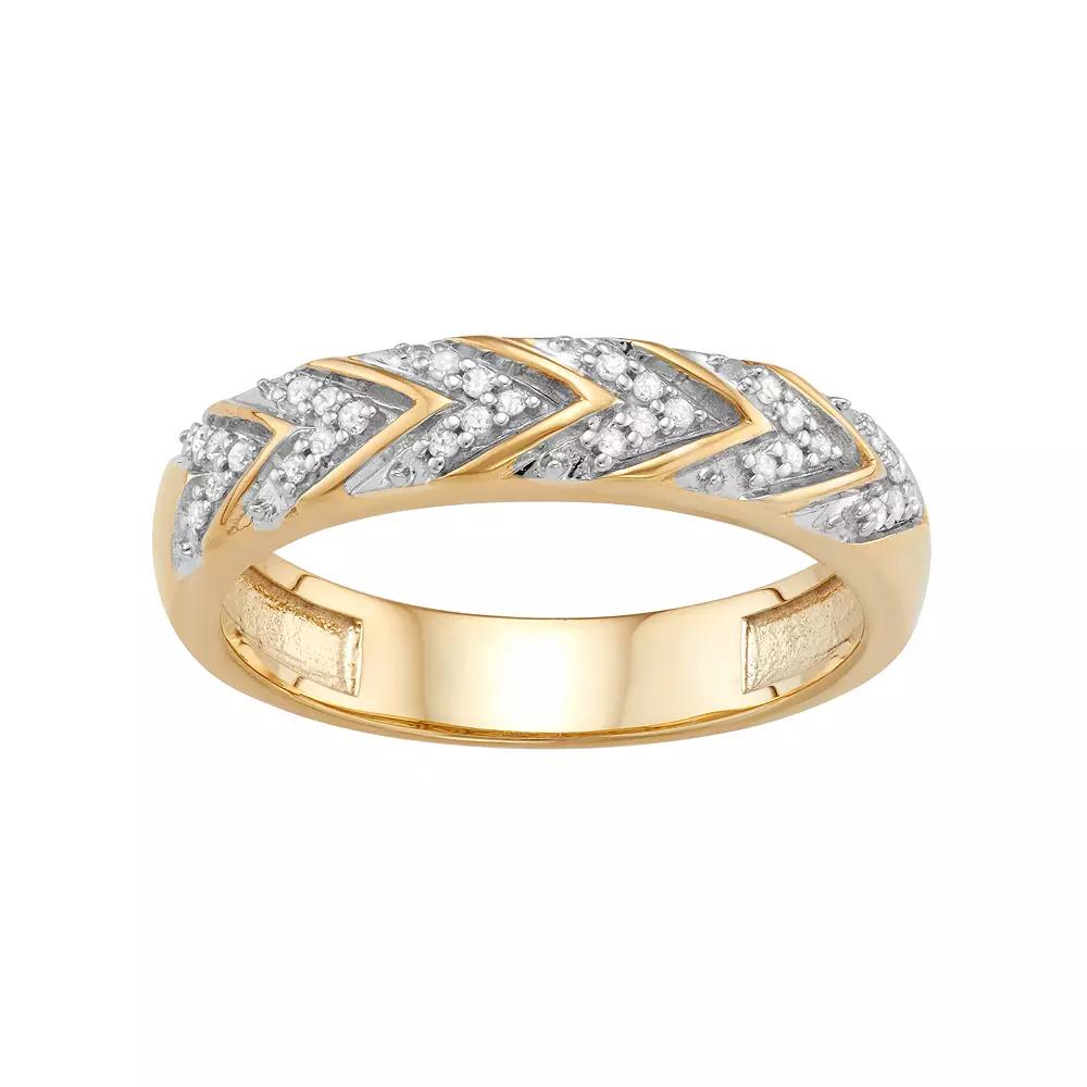 Jewelexcess Sterling Silver 1/10 Carat T.W. Diamond Chevron Ring, Womens Gold Tone Product Image