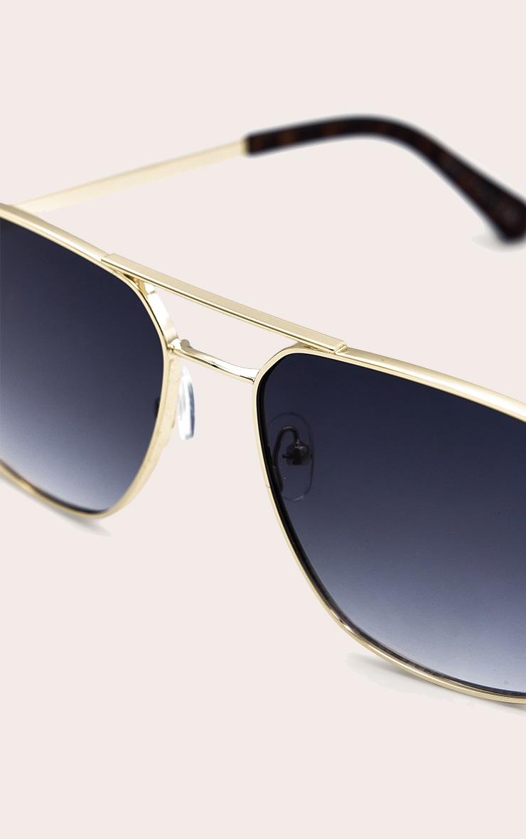 Black Lens Squared Aviator Sunglasses Product Image