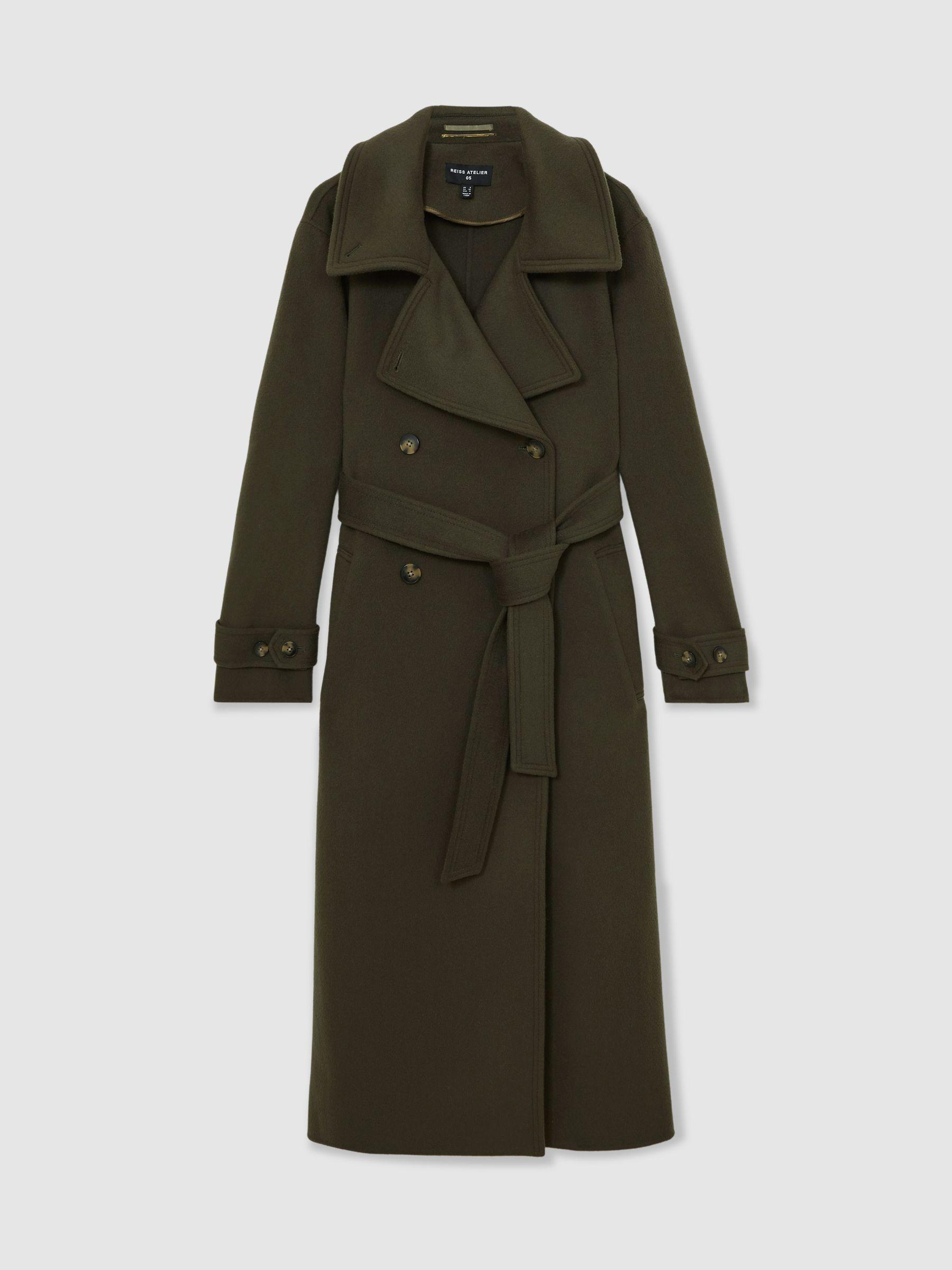 Atelier Wool Belted Blindseam Coat in Khaki Product Image
