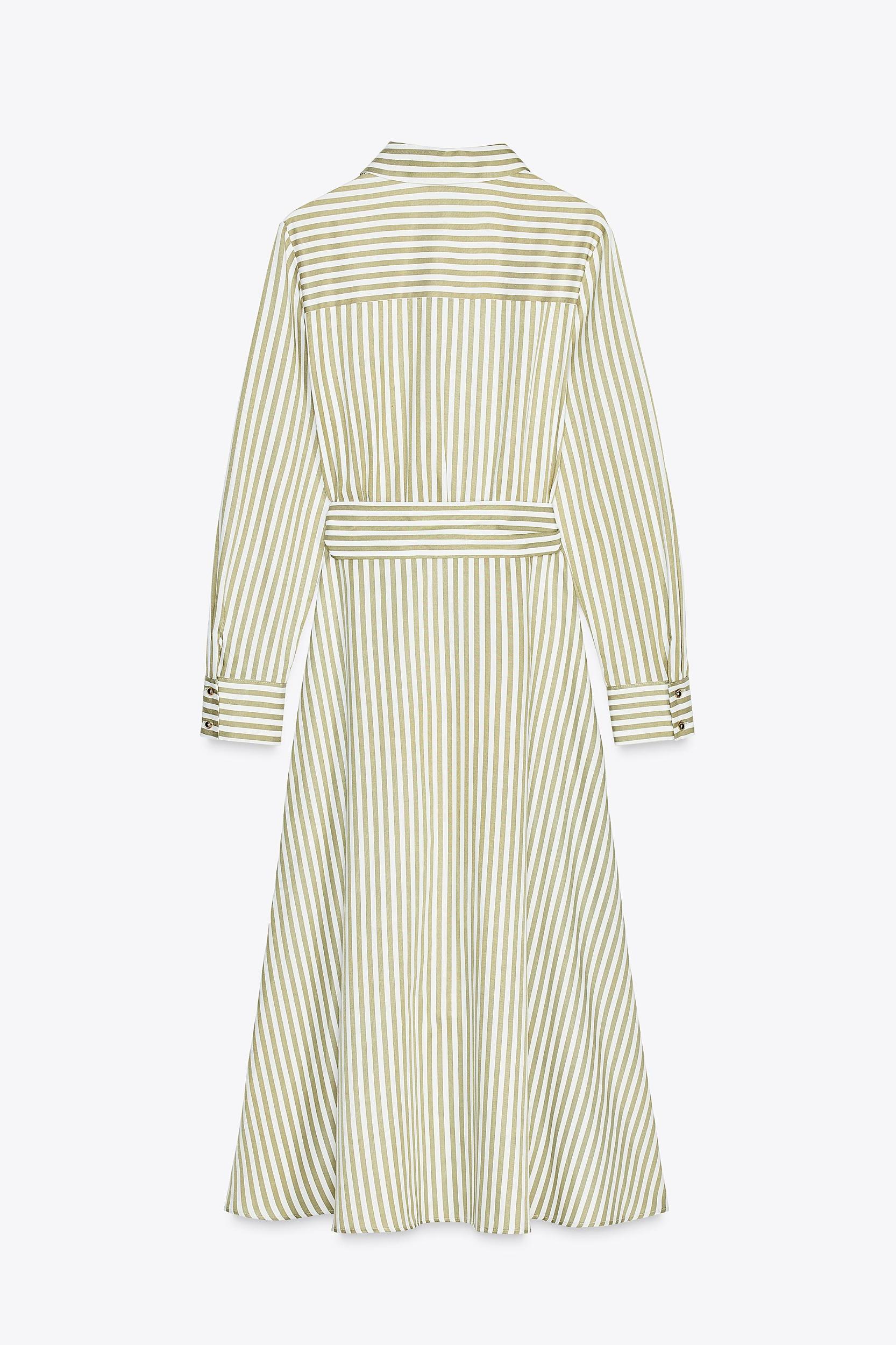BELTED STRIPED MIDI DRESS Product Image