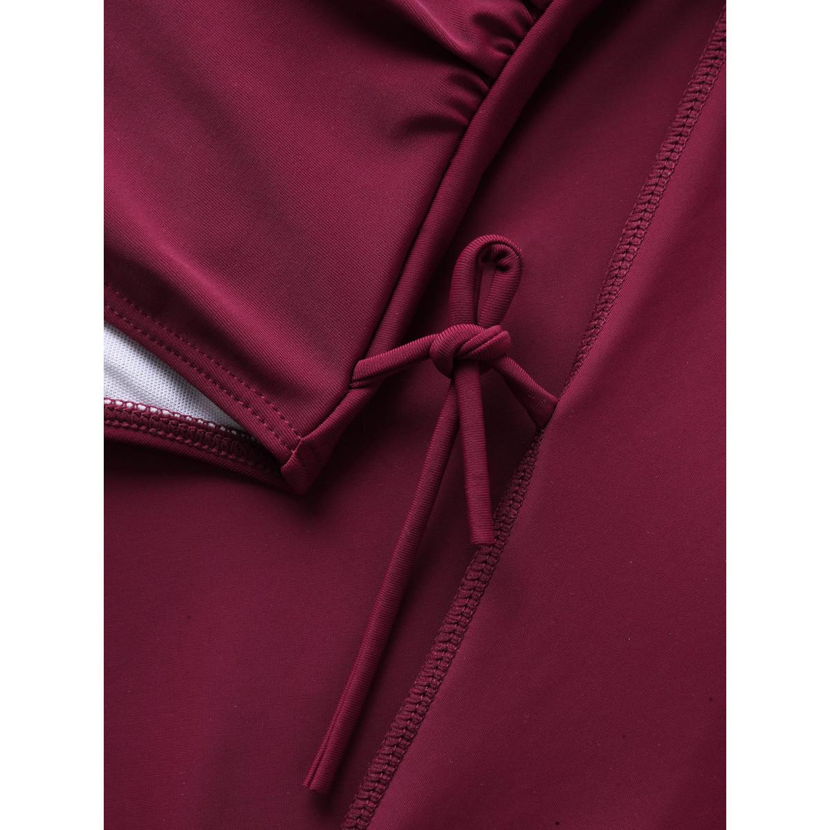 Plus Size Anti Float Tie Sheer Swim Dress Women's Swimwear Deeppurple Resort Bodycon Round Neck High stretch Curve Swim Dresses BloomChic 18-20/2X Product Image