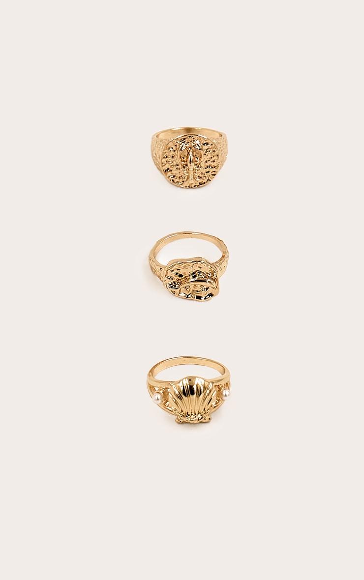 Gold Molten Textured Hammered Multi-Pack Rings Product Image