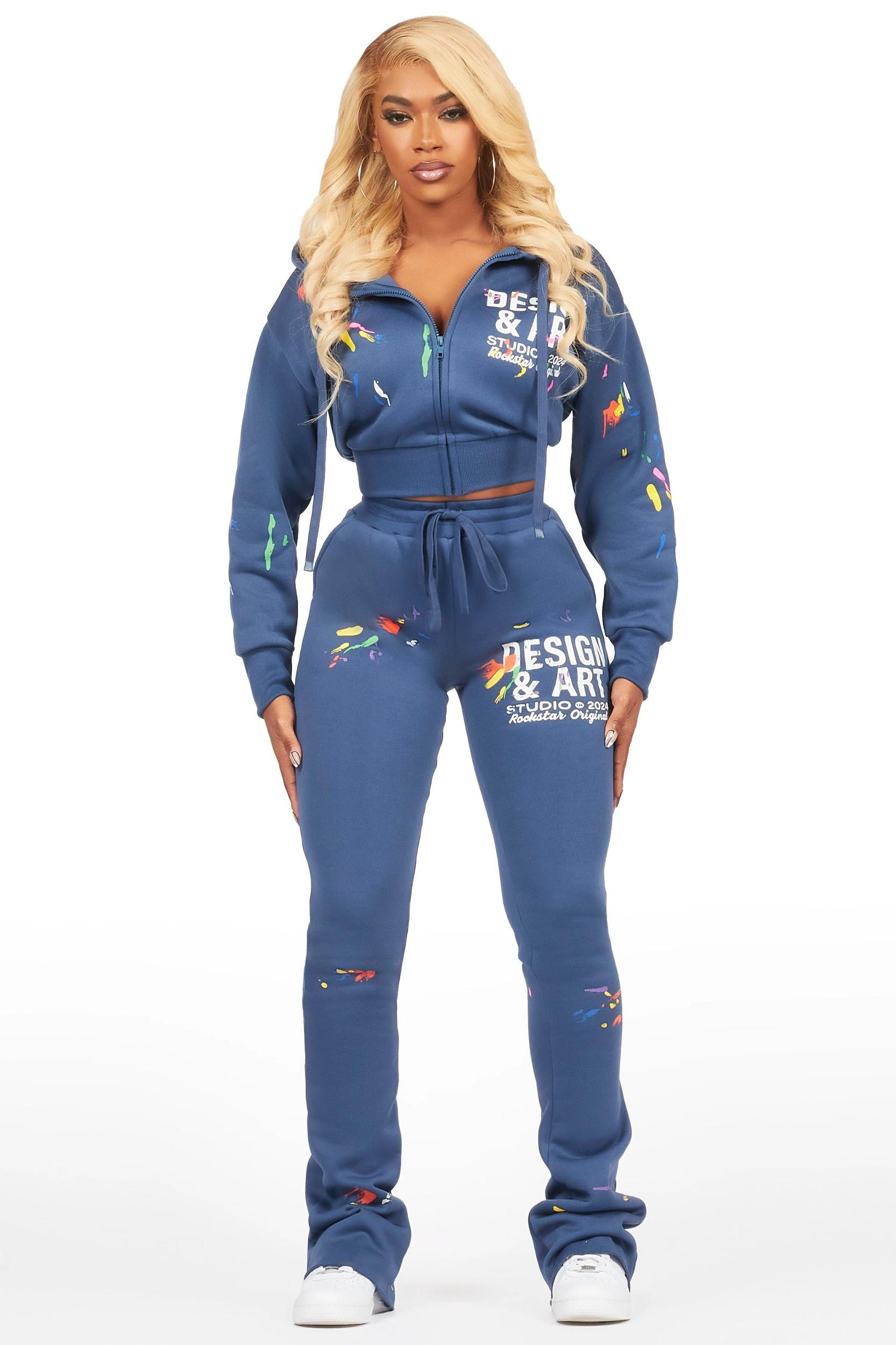 Kristiane Navy Crop Super Stacked Trackset Female Product Image