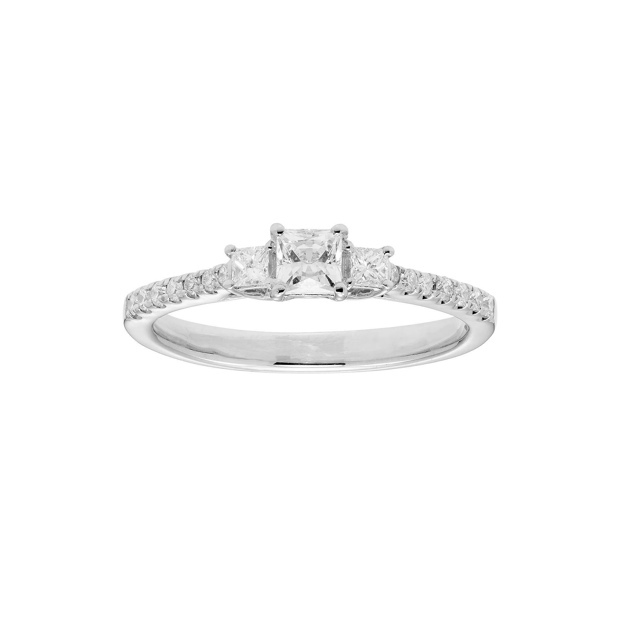 The Regal Collection 14k Gold 1/2 Carat T.W. IGL Certified Diamond 3-Stone Ring, Women's, Size: 6, White Product Image