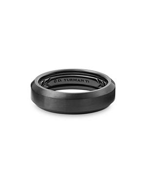 Mens Beveled Band Ring in Black Titanium, 6mm Product Image