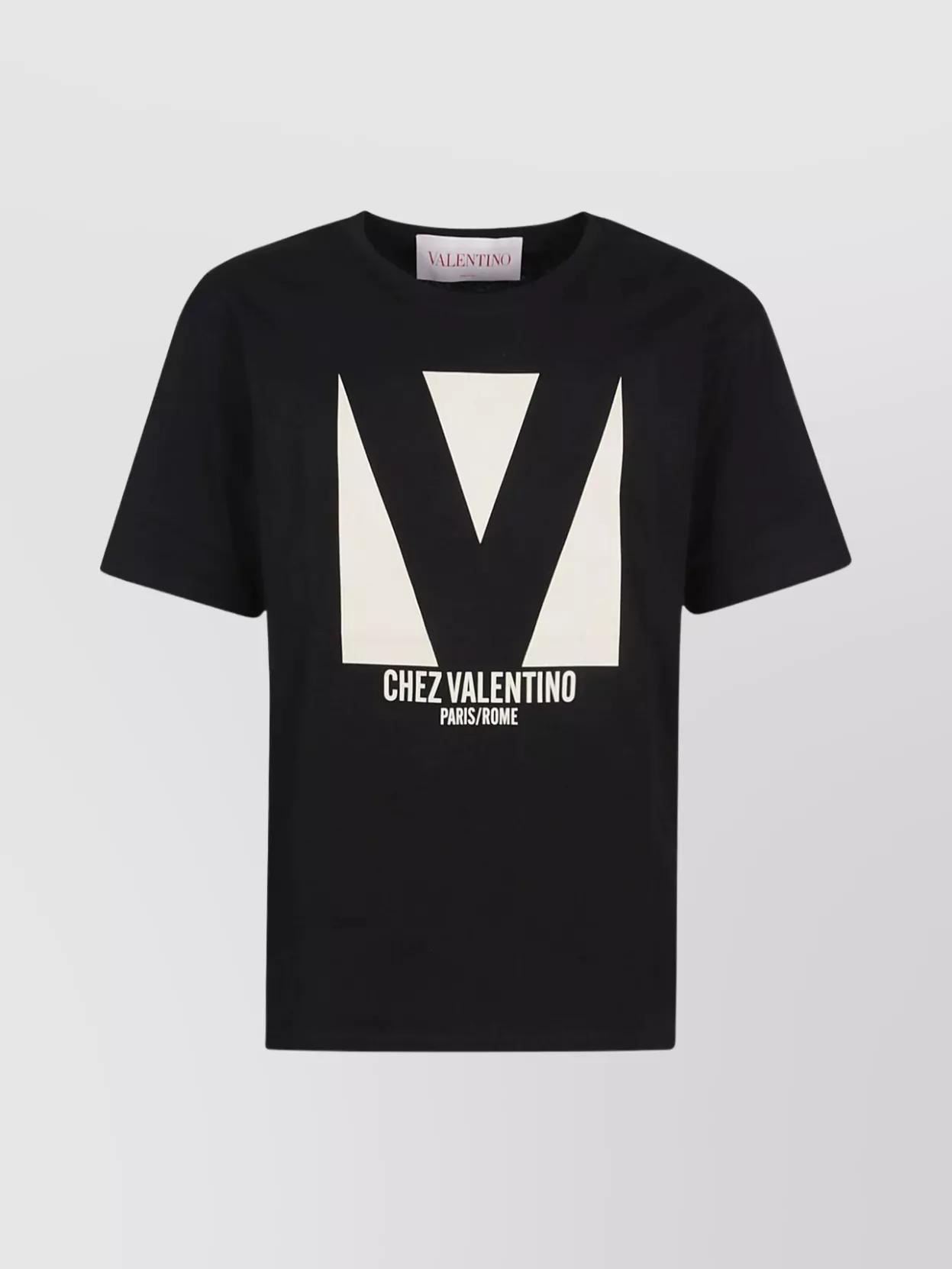 VALENTINO Crew Neck Short Sleeves T-shirts In Black Product Image