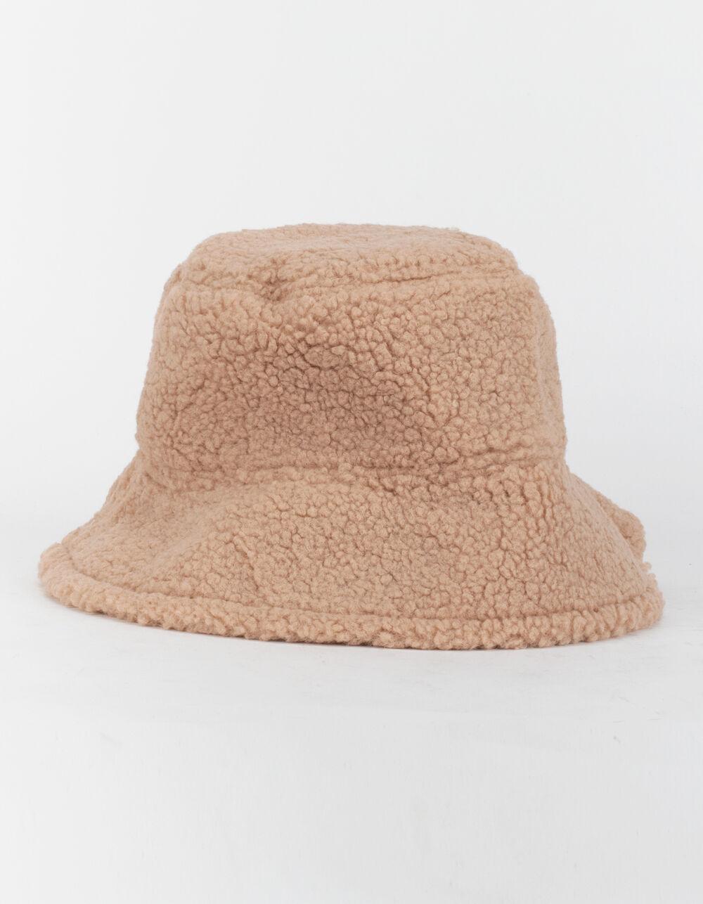 Reversible Plaid/Sherpa Bucket Hat - TAN Product Image