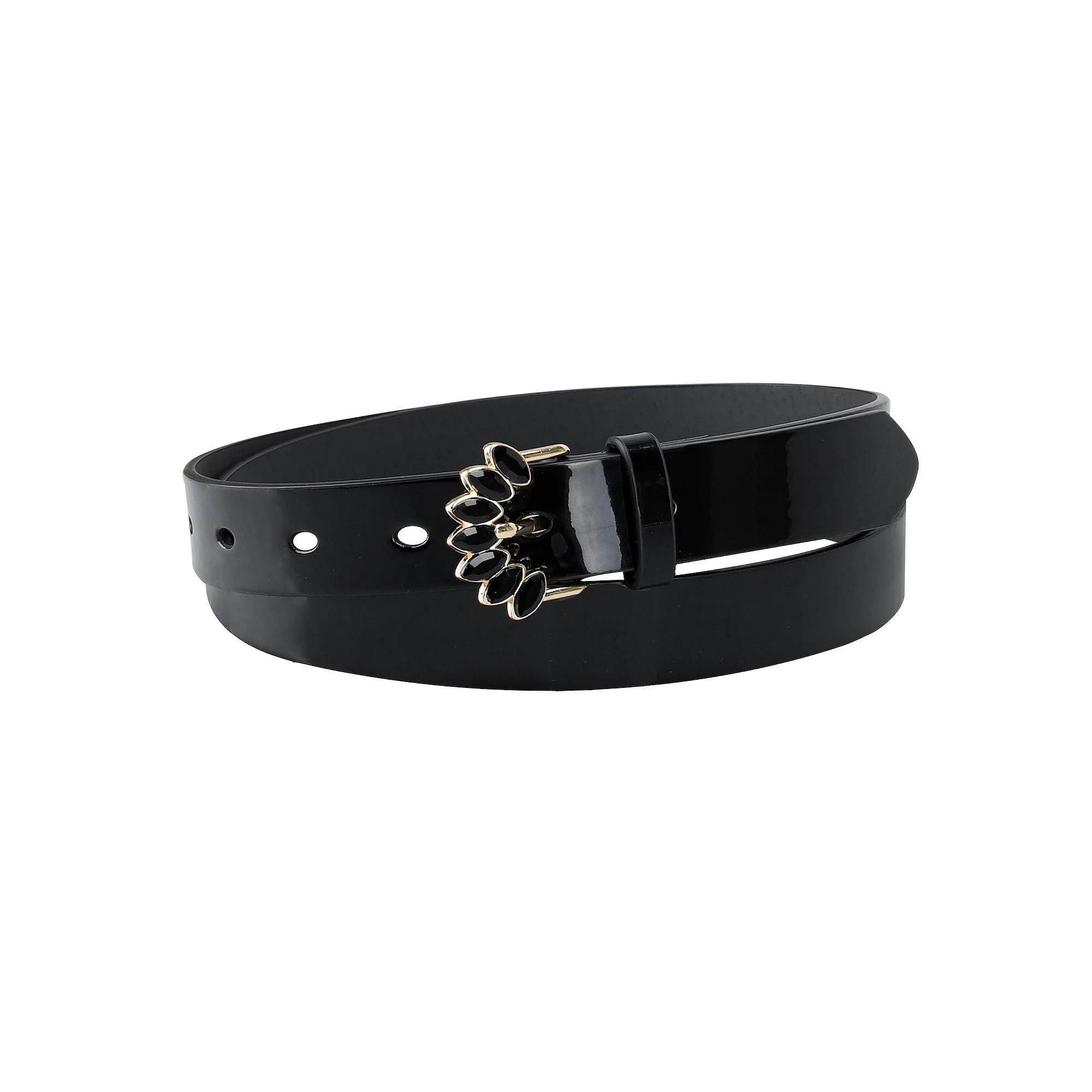 Women's LC Lauren Conrad Bejeweled Buckle Faux-Leather Harness Belt, Size: Medium, Black Product Image