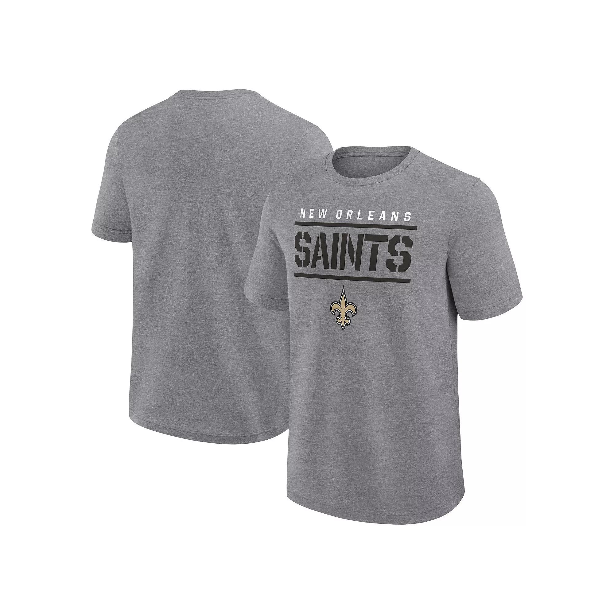 Men's Fanatics Heather Gray New Orleans Saints Big & Tall Top Notch T-Shirt, Size: 2XB, Grey Product Image