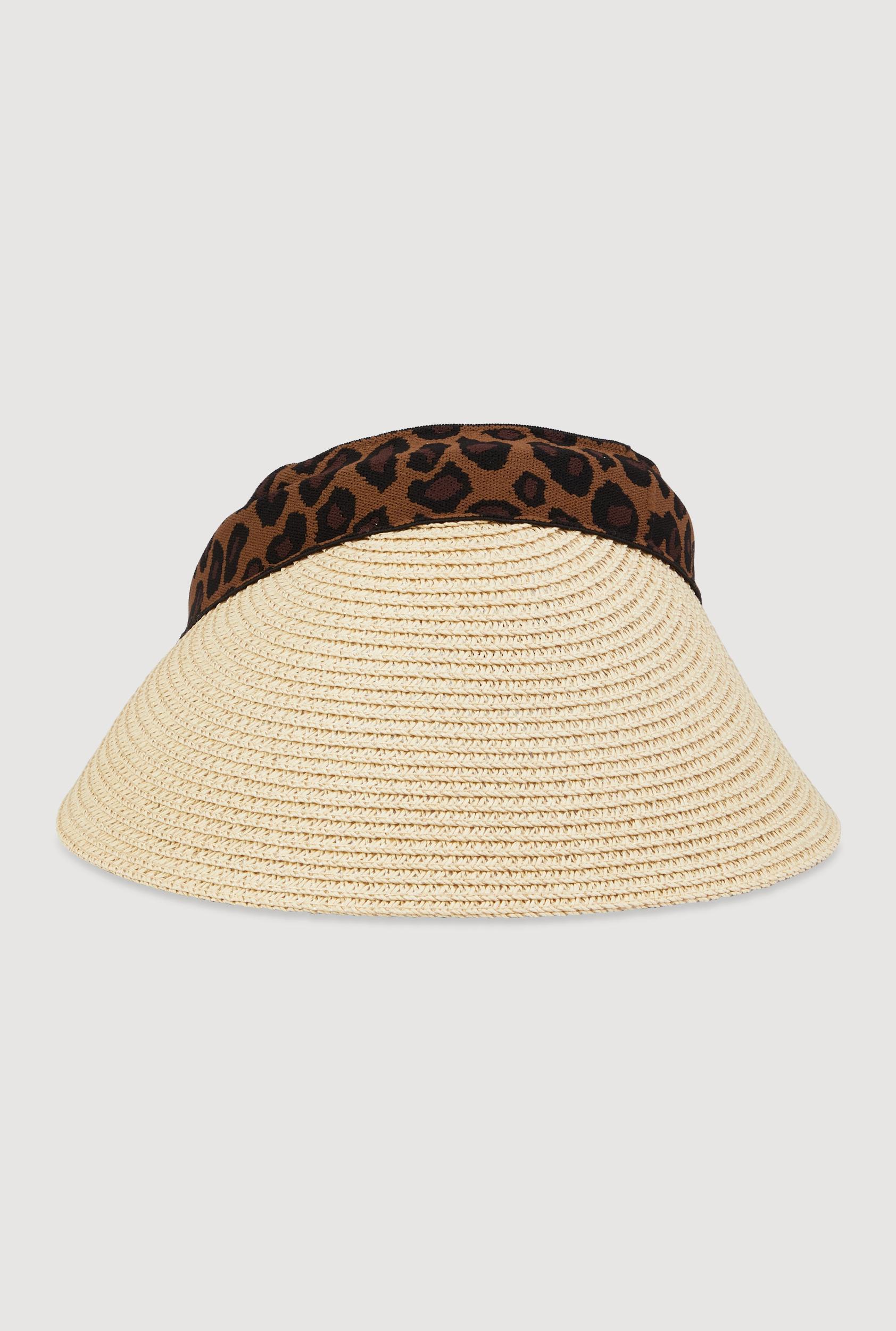 Straw Visor with Leopard Print Band Female Product Image