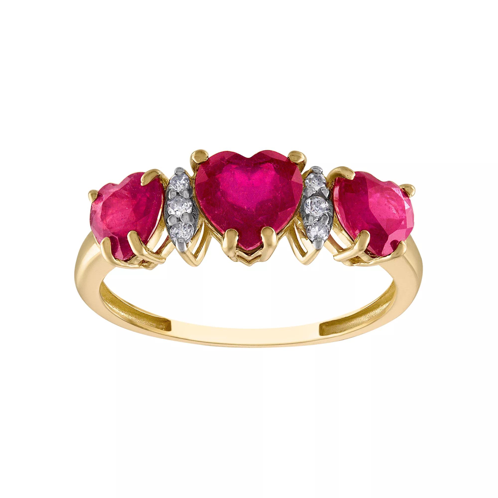 Tiara 10k Gold Ruby & Diamond Accent Ring, Womens Product Image