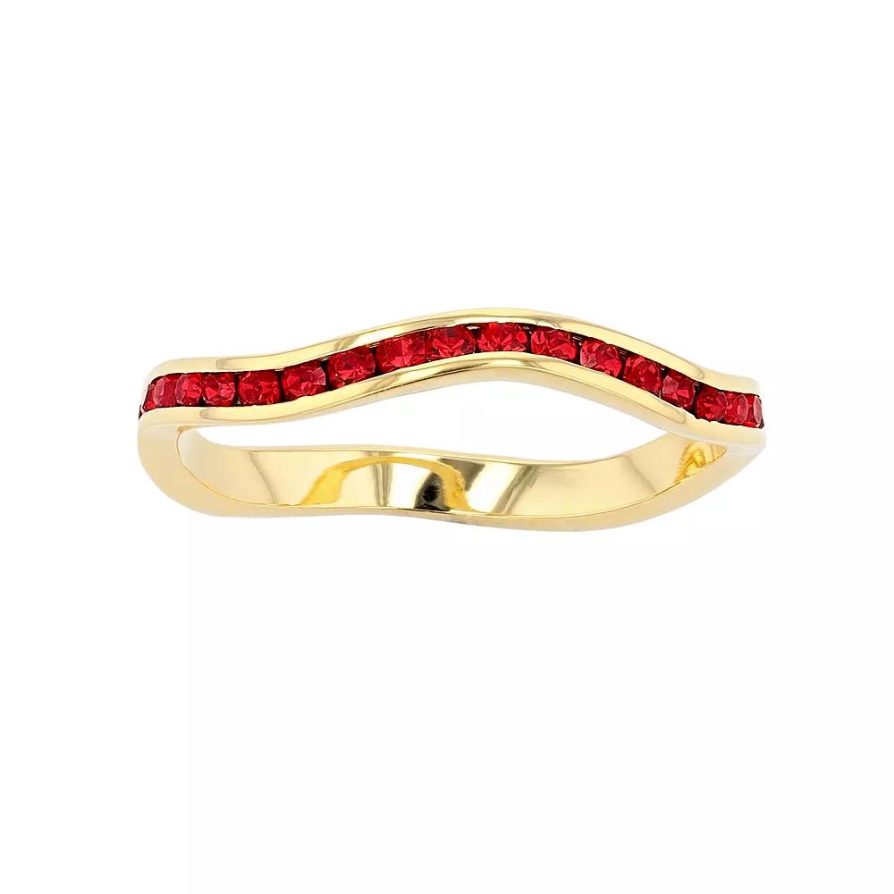 Traditions Jewelry Company 18k Gold Over Silver Birthstone Crystal Wave Ring, Women's, Size: 5, Gold Over Sterling Sep Product Image