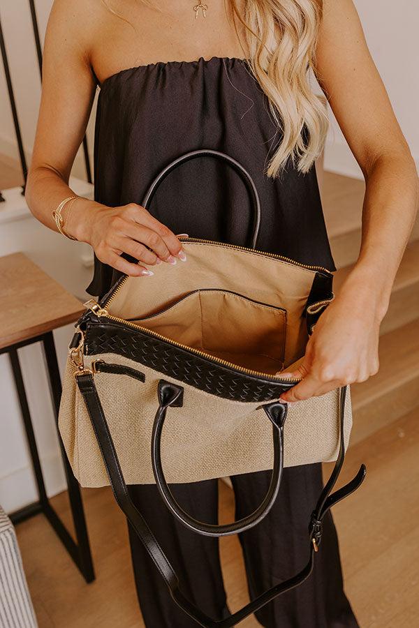 Coastal Travels Woven Tote in Black Product Image