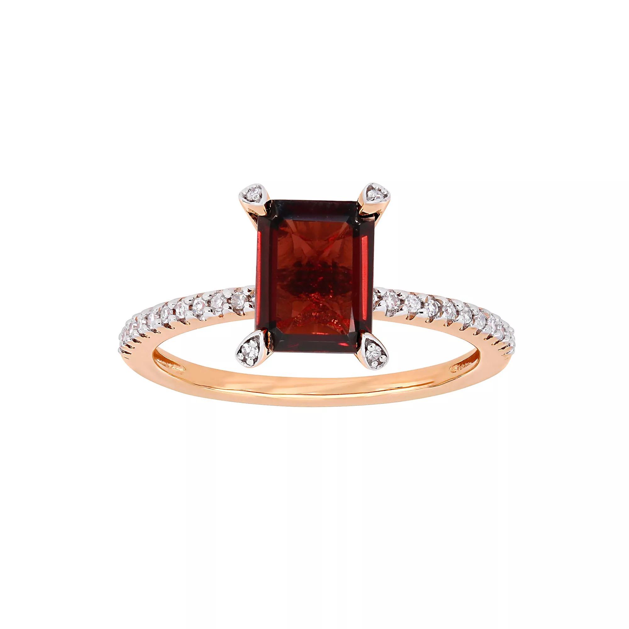 Stella Grace 10k Rose Gold Garnet & 1/10 Carat T.W. Diamond Engagement Ring, Women's, Size: 6 Product Image