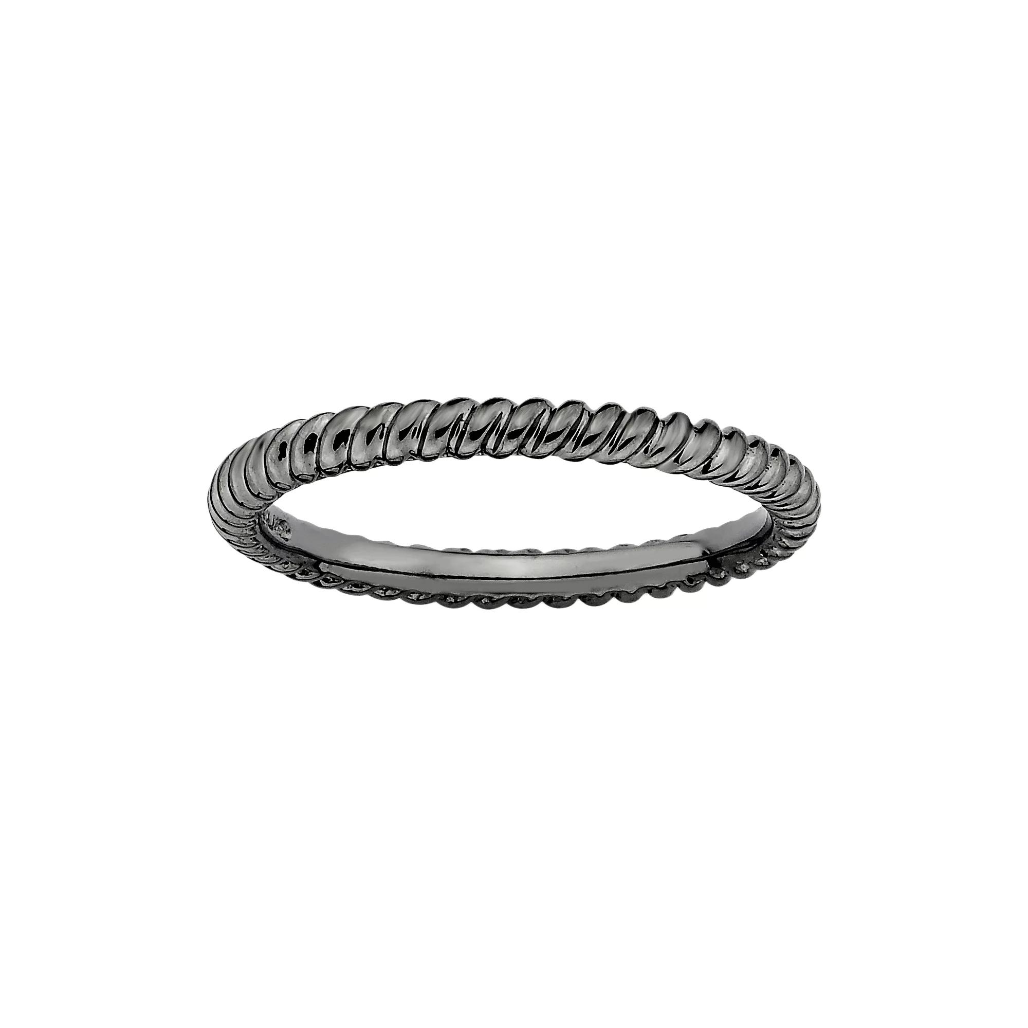 Stacks & Stones Ruthenium-Plated Sterling Silver Twist Stack Ring, Women's, Size: 10, Black Product Image