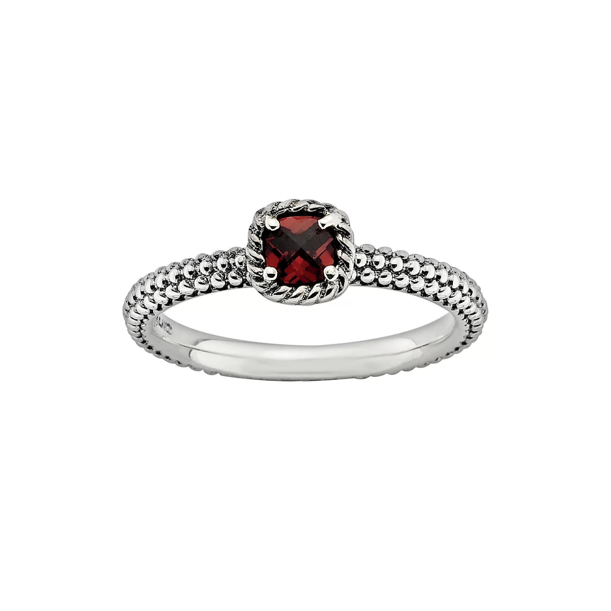 Stacks & Stones Sterling Silver Garnet Stack Ring, Women's, Size: 8, Red Product Image