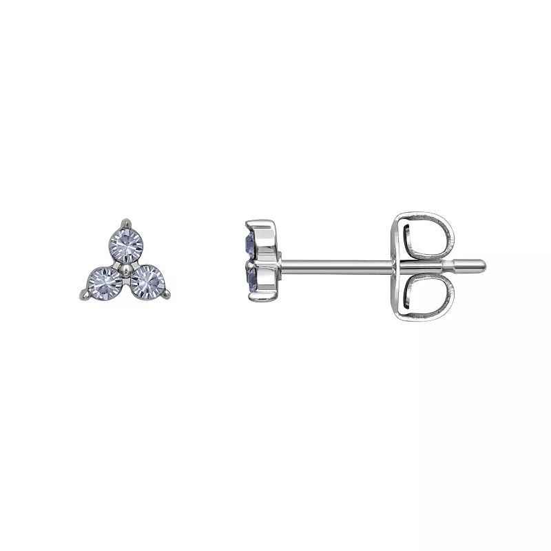 Brilliance Silver Tone Triple Crystal Birthstone Stud Earrings, Women's, Silver Tone September Product Image