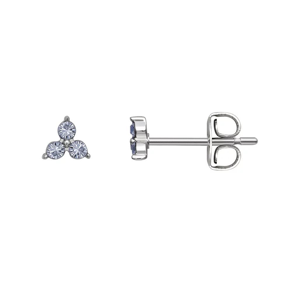 Brilliance Silver Tone Triple Crystal Birthstone Stud Earrings, Women's, Silver Tone September Product Image