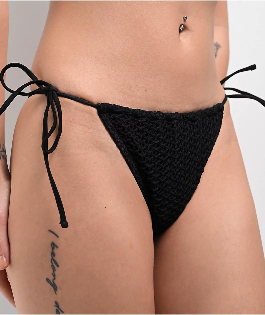 Damsel Becca Web Crochet Black High Leg Bikini Bottom Product Image