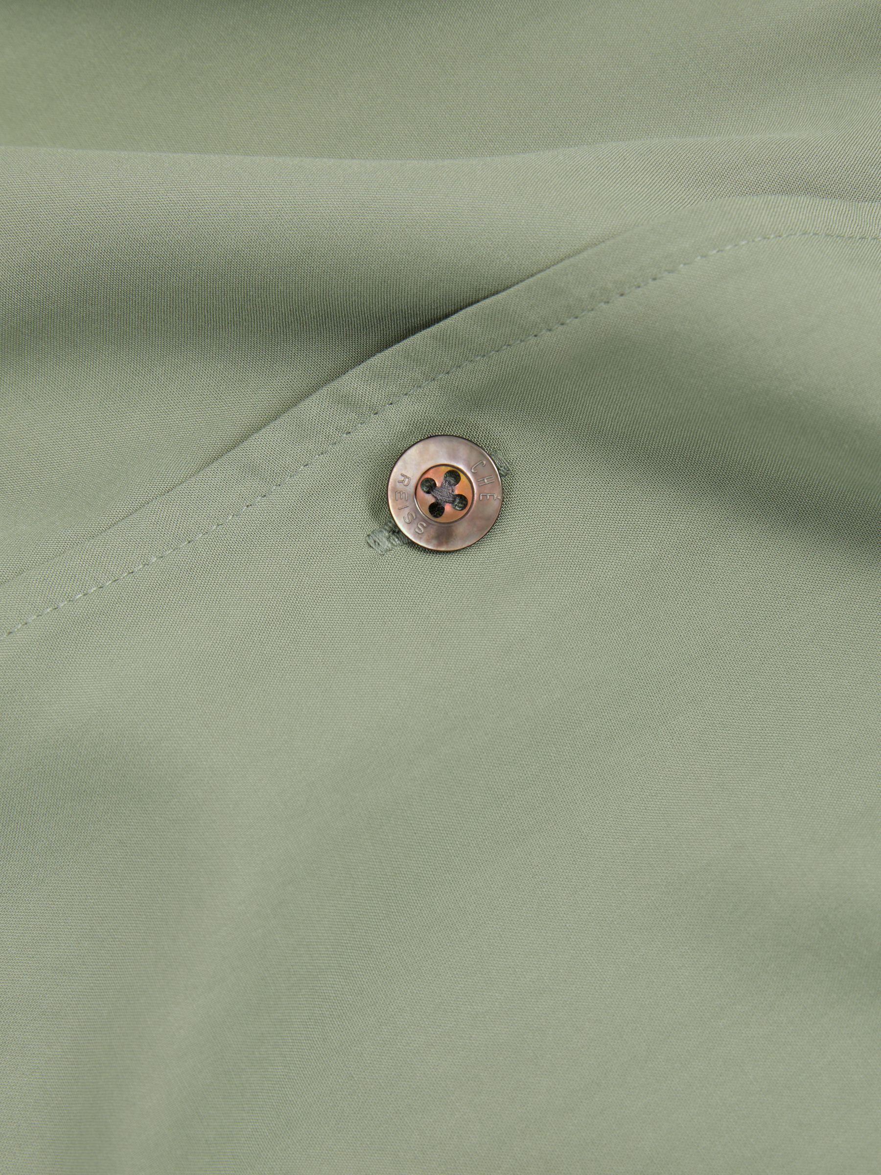 Reiss | Ché Cuff Detail Cuban Collar Shirt in Sage Green Product Image