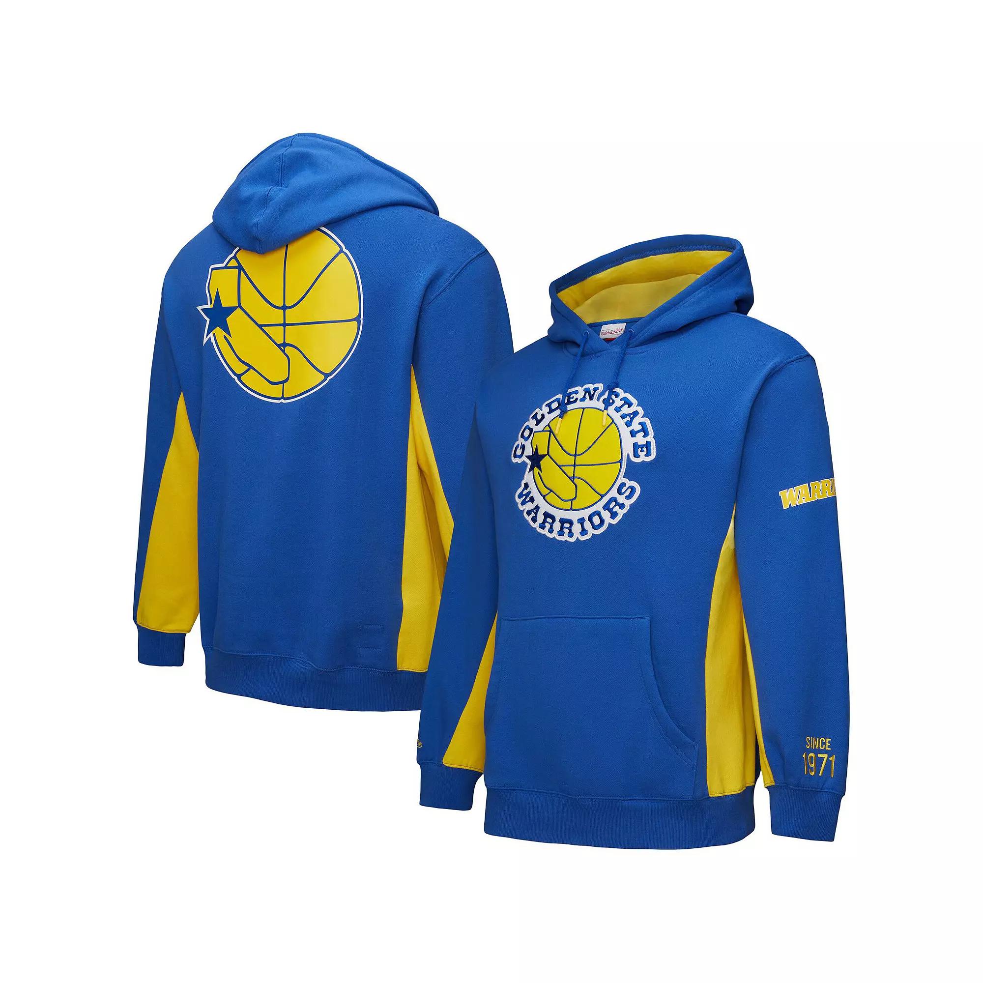 Men's Mitchell & Ness Royal Golden State Warriors Hardwood Classics Team Origins Fleece Pullover Hoodie, Size: XL, Blue Product Image