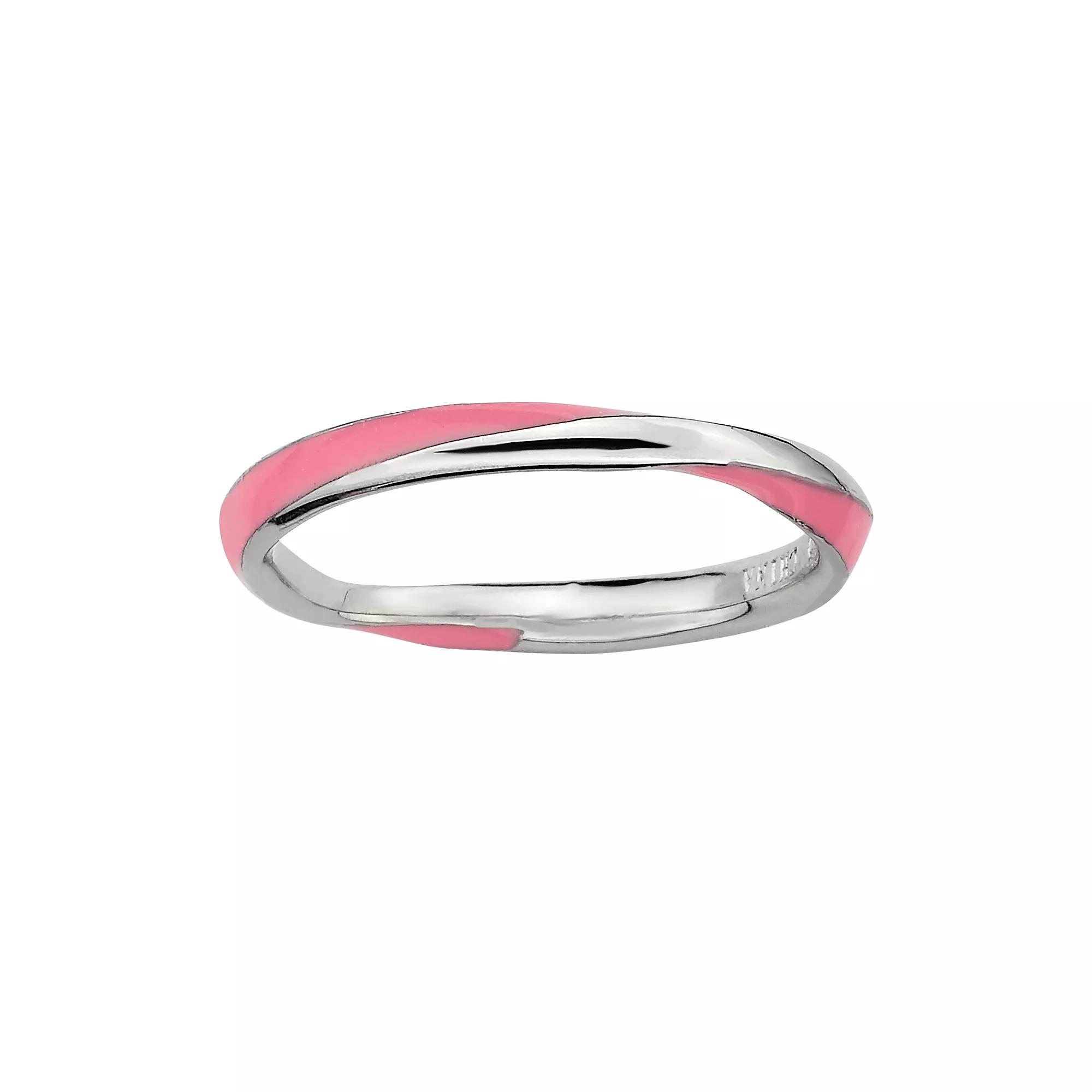Stacks & Stones Sterling Silver Pink Enamel Twist Stack Ring, Women's,  Product Image