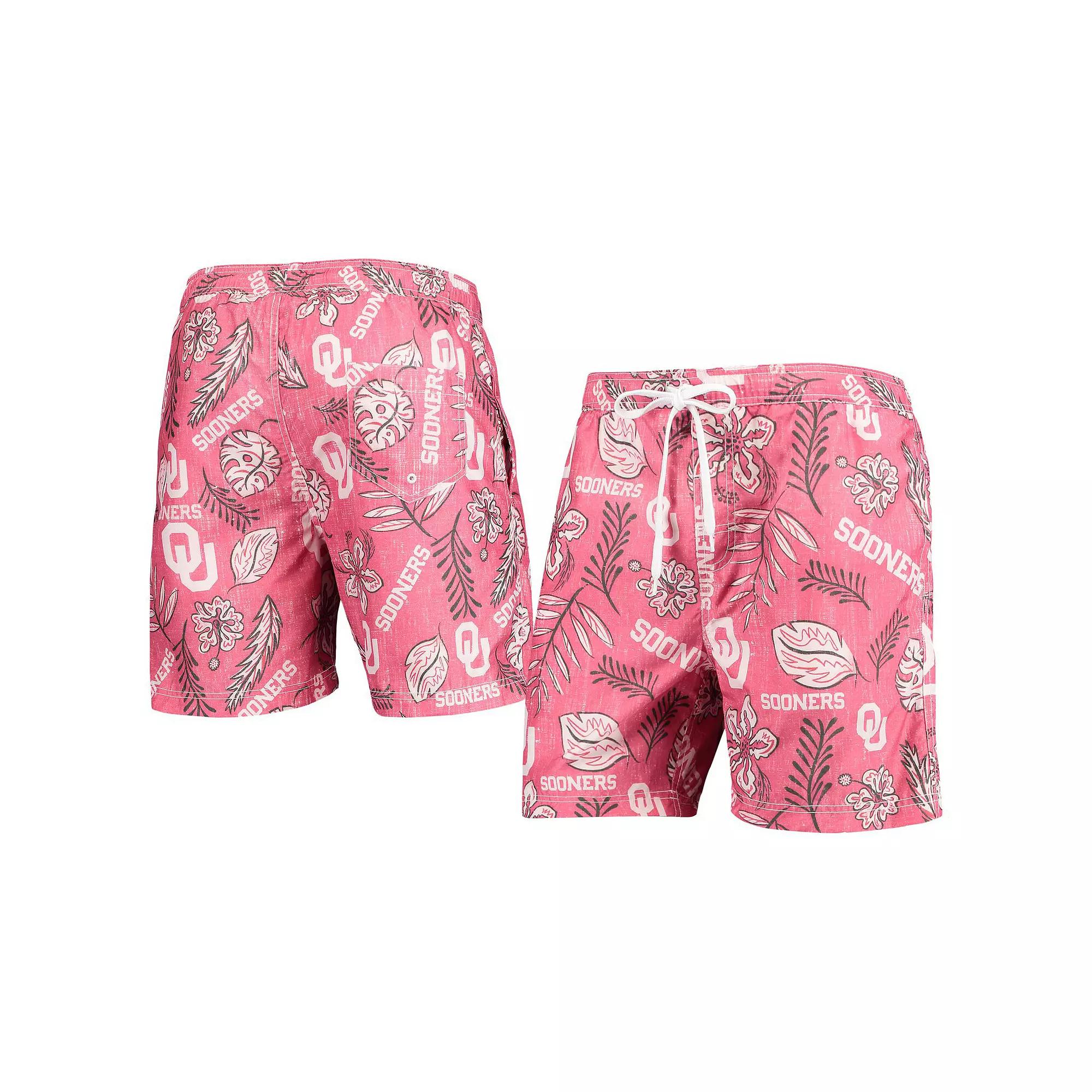 Men's Wes & Willy Crimson Oklahoma Sooners Vintage Floral Swim Trunks, Size: XL, Red Product Image