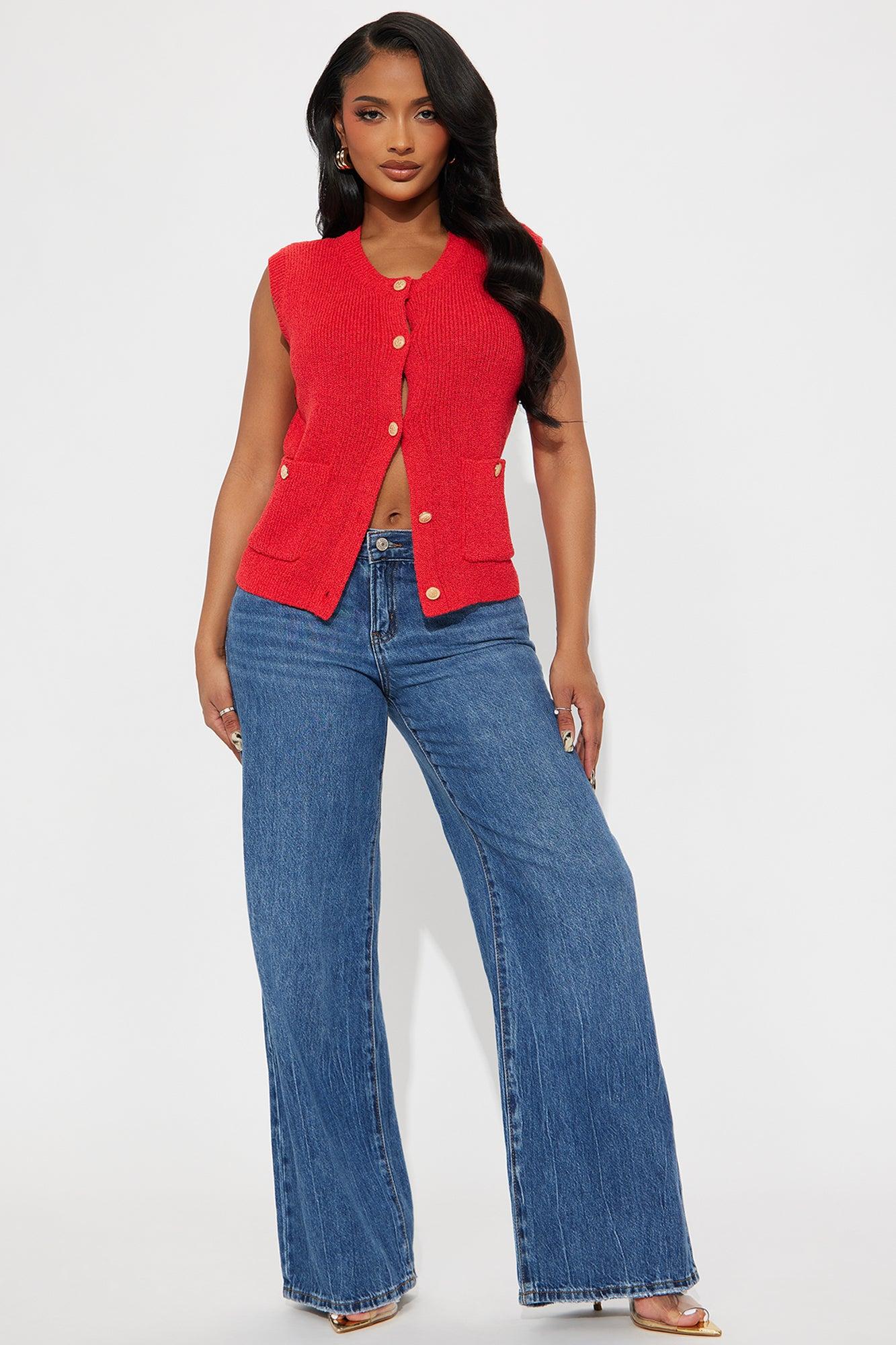 Perfectly Sweet Sweater Vest - Red Female Product Image