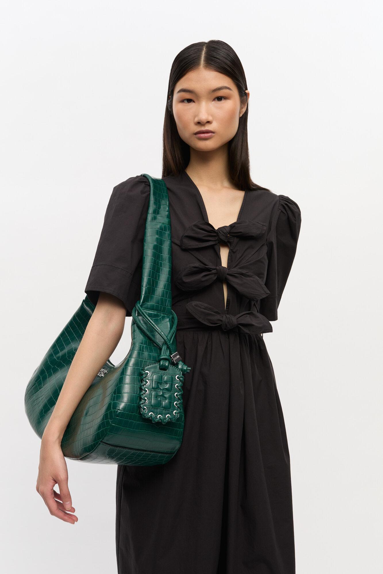 Green Croco Medium Hobo Bag Product Image