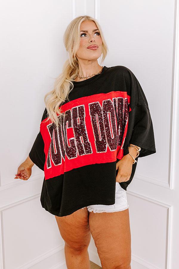 It's a Touch Down Sequin Oversized Tee in Black Curves Product Image