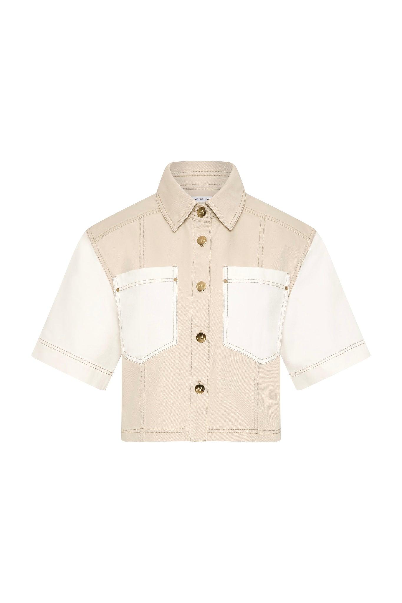 Sadie Cropped Denim Shirt Product Image