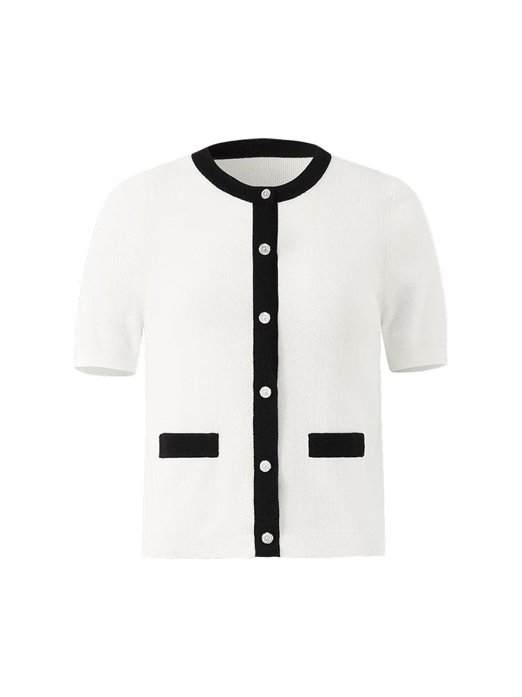 Contrast Trim Knitted Cardigan And Camisole Two-Piece Set Product Image