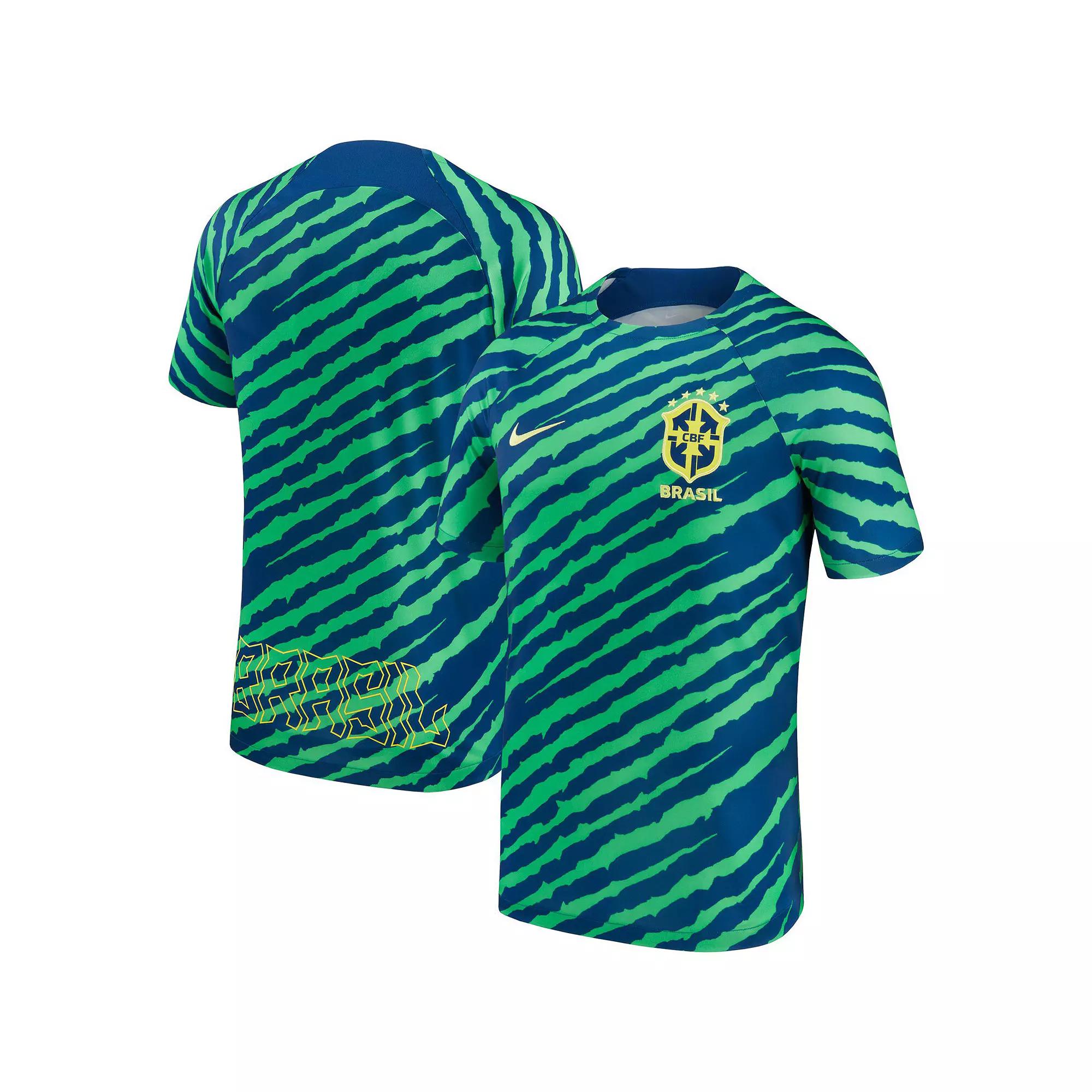 Men's Nike Blue/Green Brazil National Team 2022/23 Pre-Match Top, Size: XL, Soc Blue Product Image
