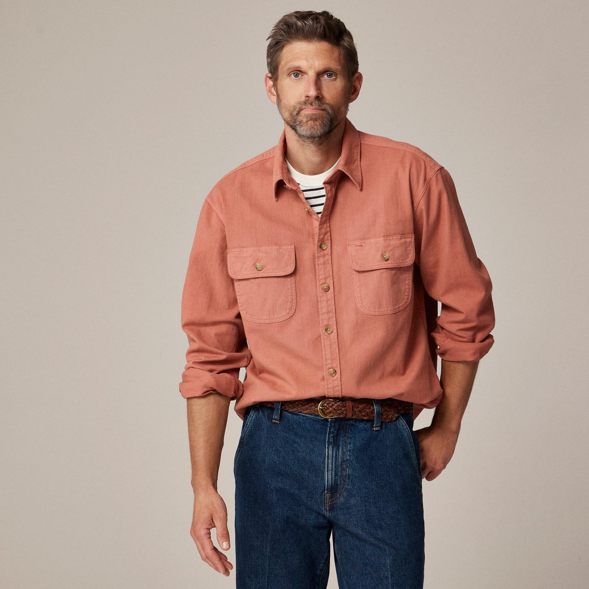 Garment-dyed twill overshirt Product Image