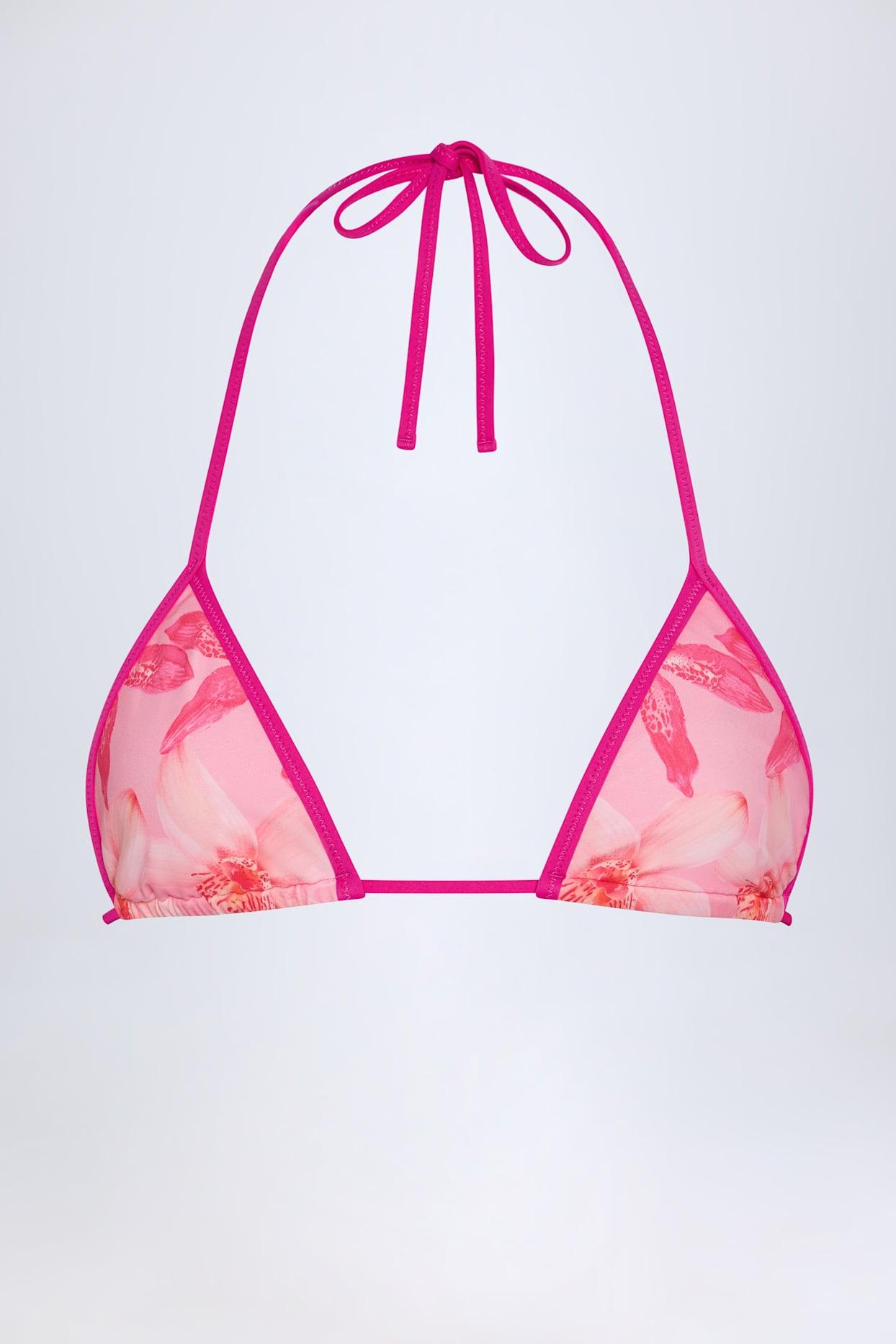 Triangle Bikini Top in Pink Orchid Print Product Image