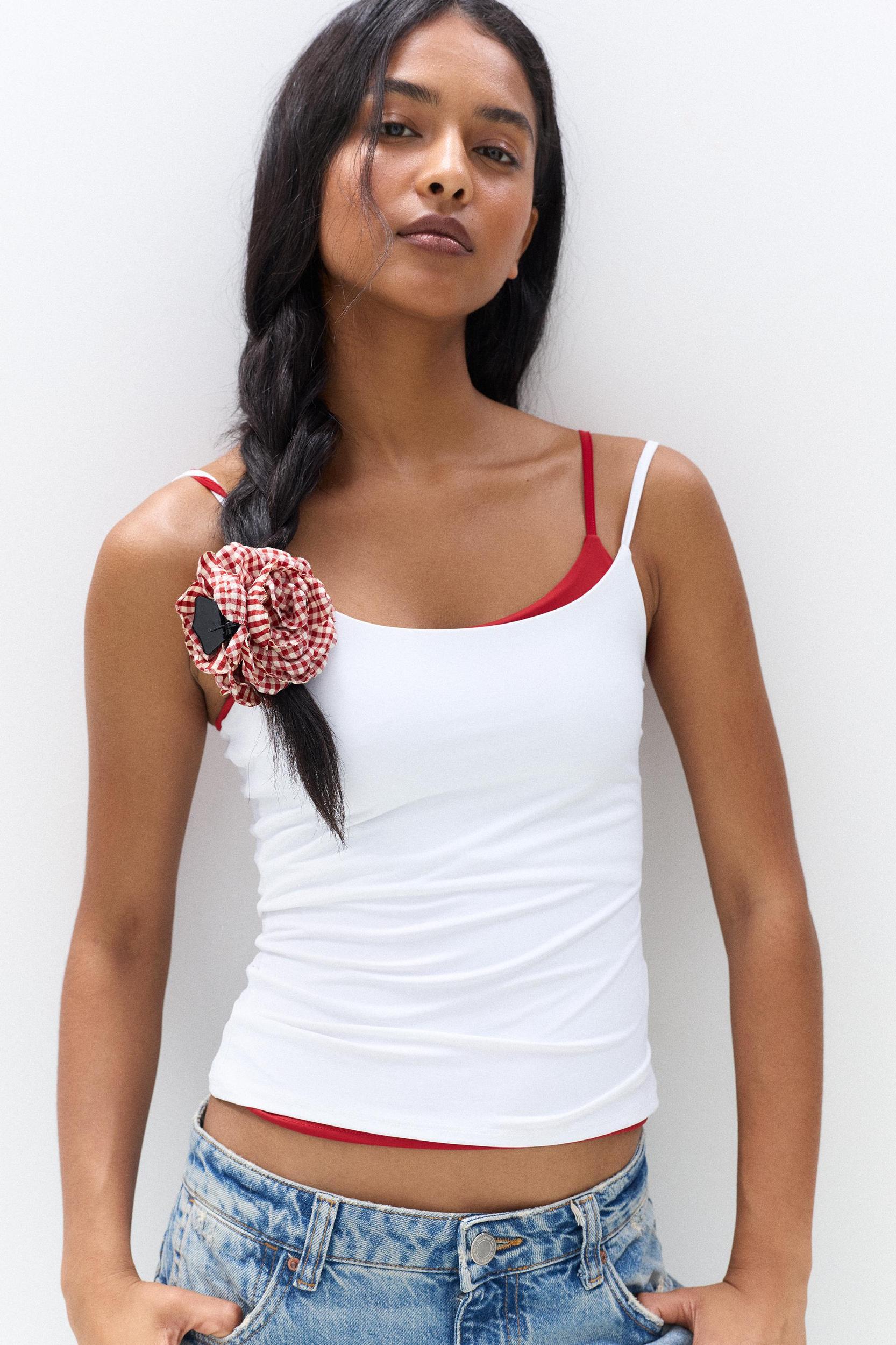 Gingham flower hair clip Product Image