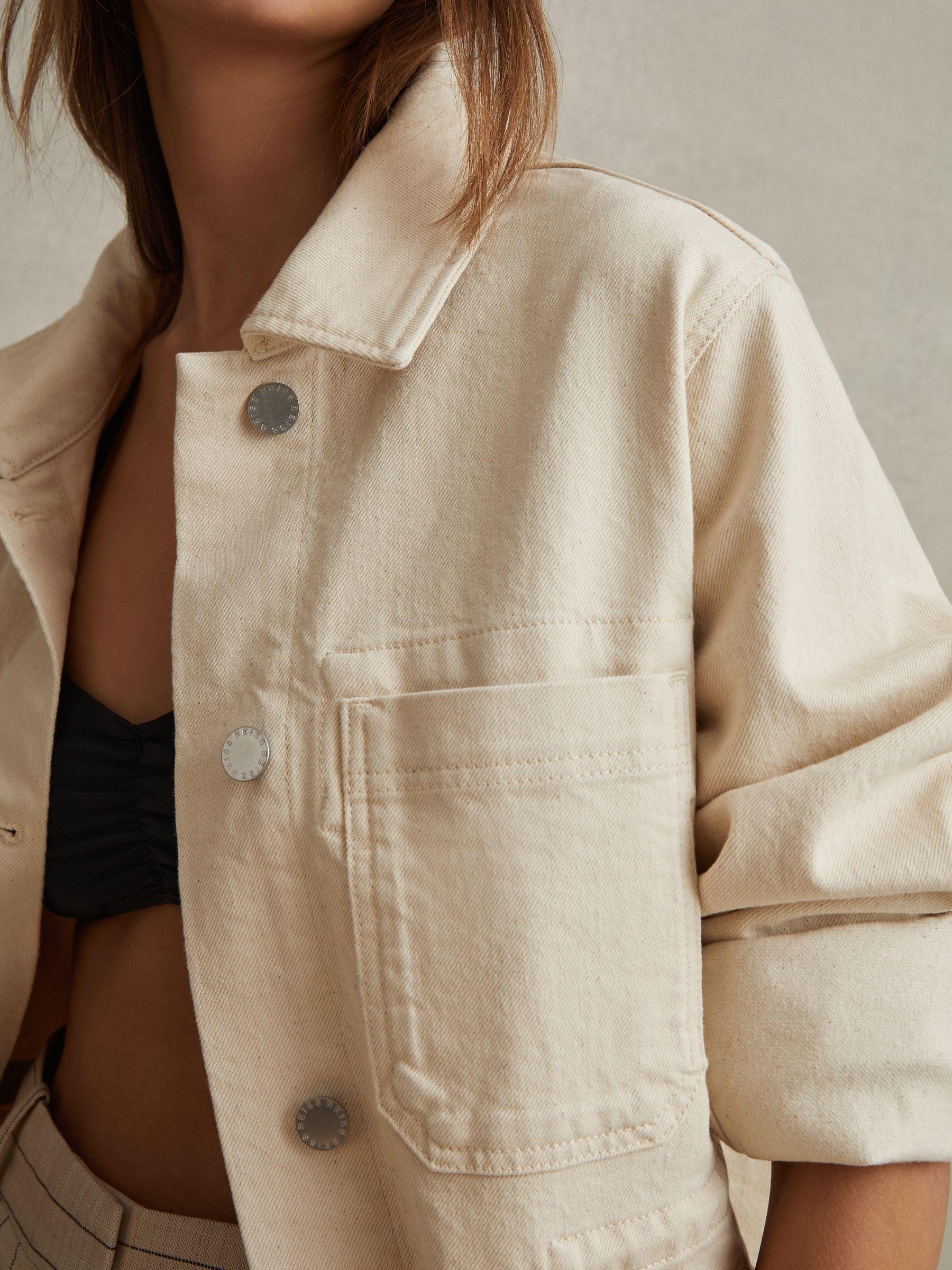 Denim Overshirt in Cream Product Image