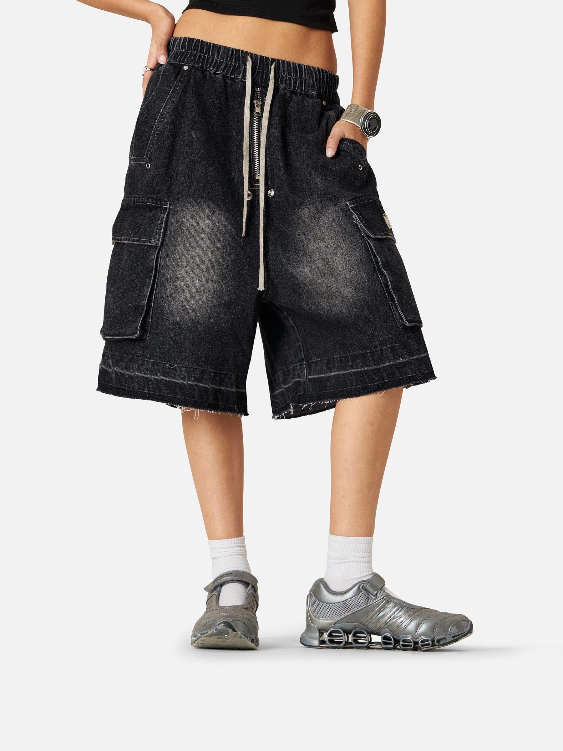 Aelfric Eden Drawstring Decorative Zipper Jorts Product Image