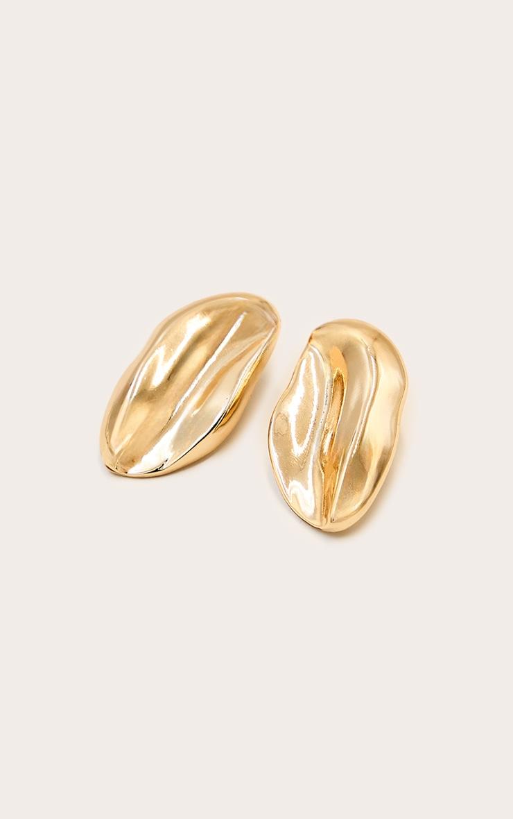 Gold Smooth Abstract Oval Earrings Product Image