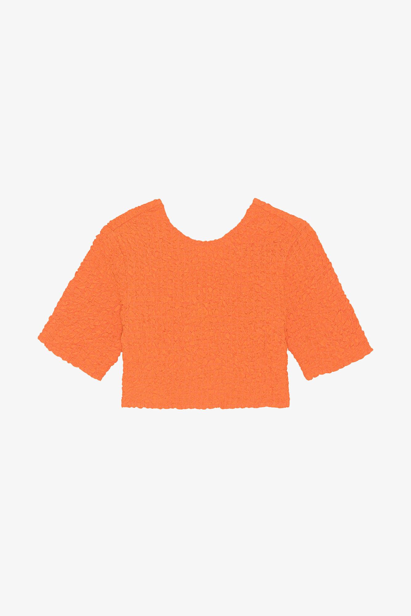 Orange Cotton Poplin Cropped Smock Top Product Image