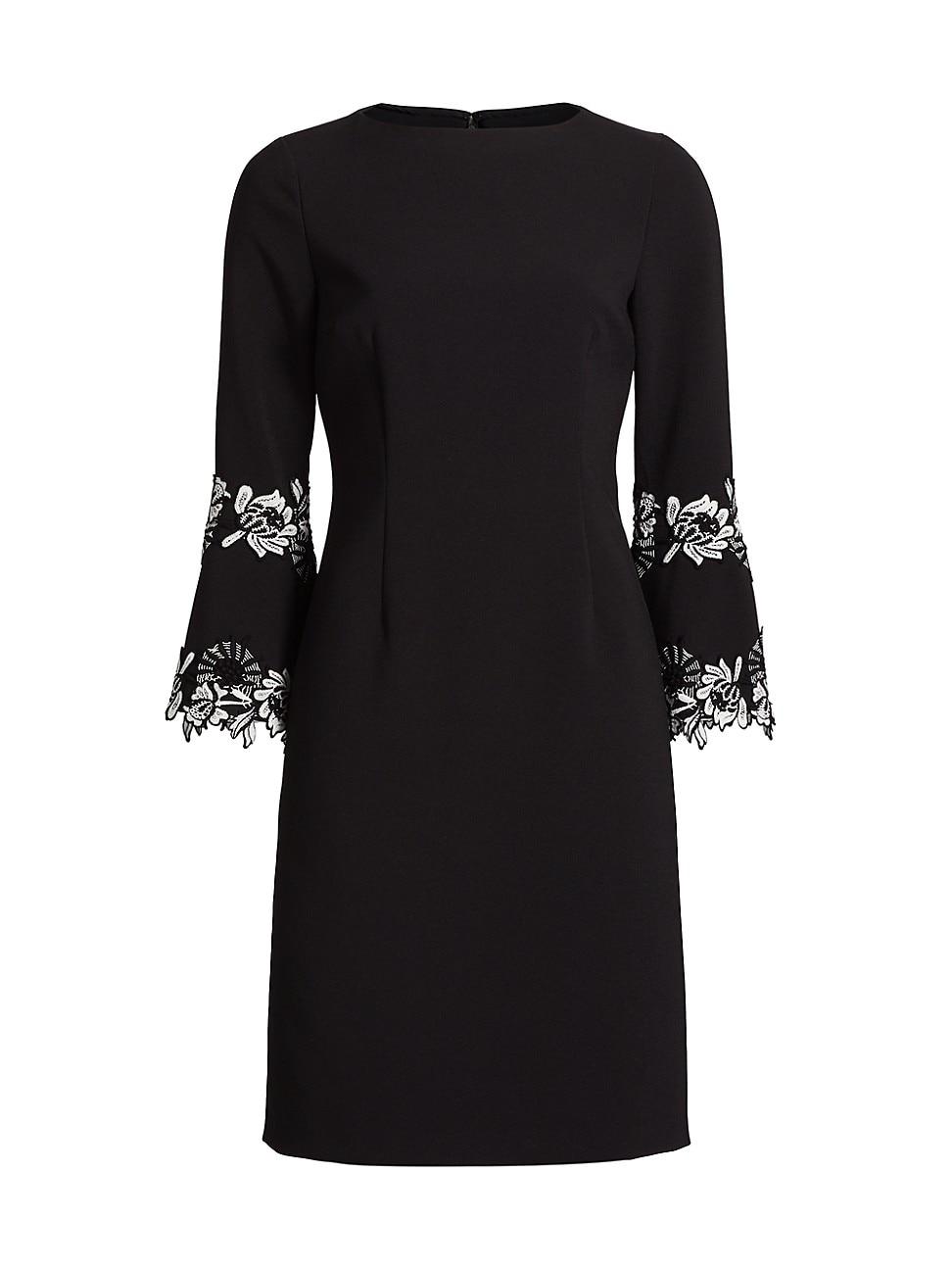 Womens Floral Lace-Trimmed Crepe Cocktail Dress Product Image