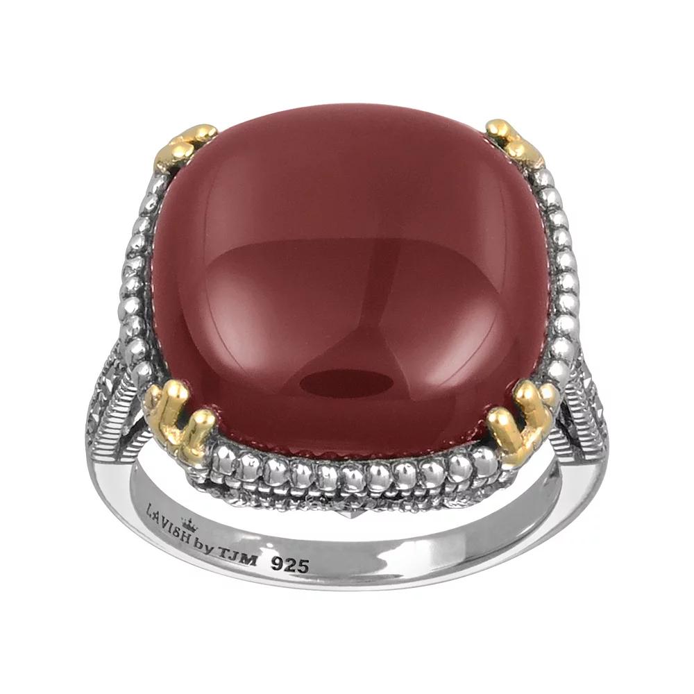 Lavish by TJM 14k Gold Over Silver & Sterling Silver Agate Ring, Women's, Size: 7, Red Agate Product Image