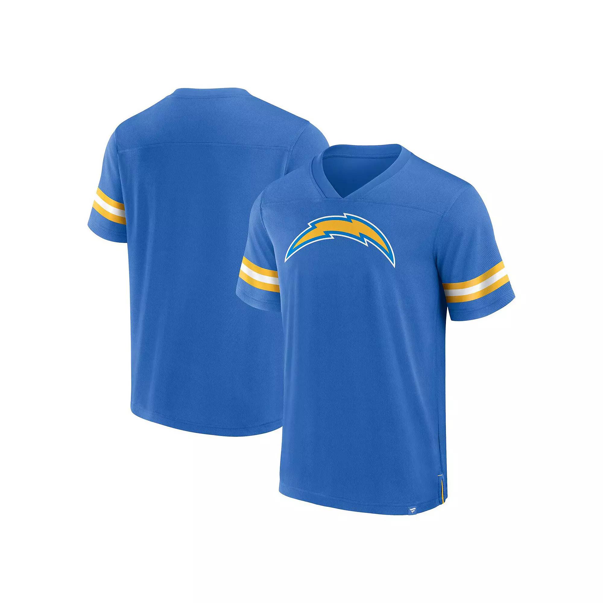 Men's Fanatics Branded Powder Blue Los Angeles Chargers Jersey Tackle V-Neck T-Shirt,  Product Image